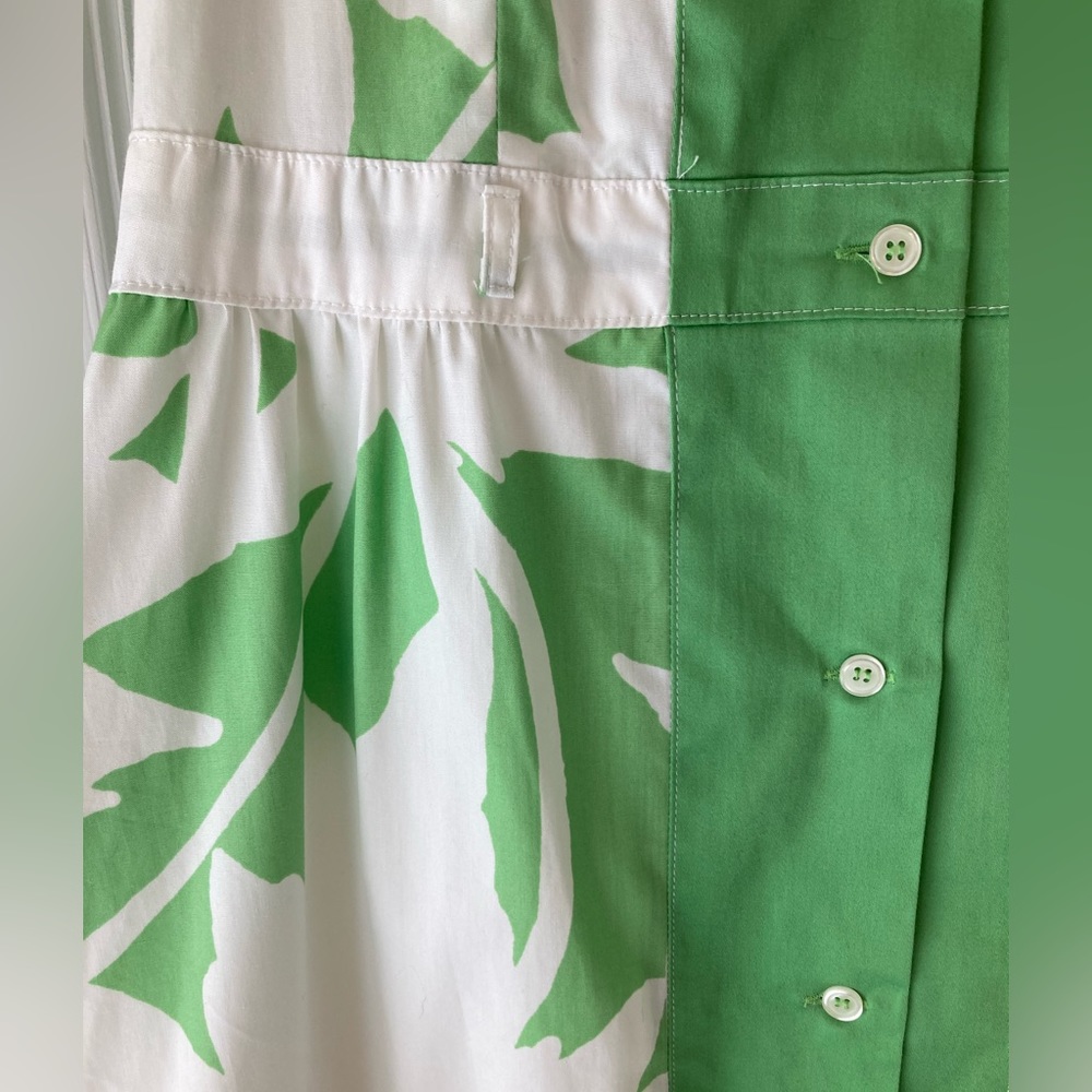 Yves Cossette Depeche Mode Vintage Green/White Collared Halter Dress 10 - Picture 6 of 11